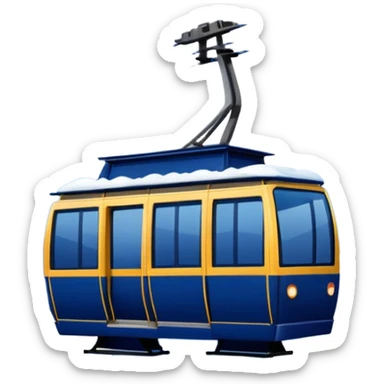 create a cablecar emoji in winter. make it navy dark blue. no yellow. and add the words in white: Lenk  sticker