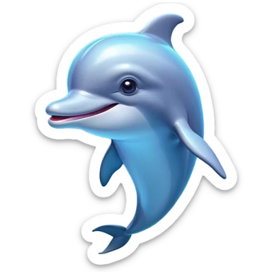 Cinematic Comical Bottlenose Dolphin Portrait Emoji, Head tilted dramatically with an exaggeratedly amused expression, featuring a sleek, shiny glossy body with wide, comically expressive eyes full of playful disbelief and a quirky, animated dorsal fin, Simplified yet hilariously expressive features, highly detailed, glowing with a slightly sassy aquatic glow, high shine, dramatic yet playful, stylized with an air of cheeky marine mischief, soft glowing outline, capturing the essence of a meme-worthy dolphin that looks ready to side-eye its way into viral fame! sticker