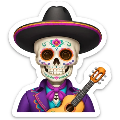 Abuelito skull día de muertos wearing mariachi outfit  sticker