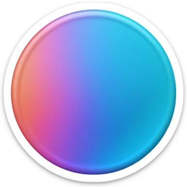 Credit coin in gradient of turquoise, blue, pink, purple, and coral as the main surface sticker