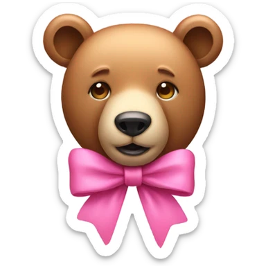 Bear with pink bow sticker