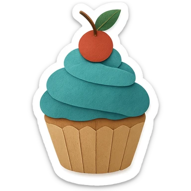 paper craft style cupcake sticker