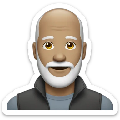 white bald man black and grey beard 50 years old sticker