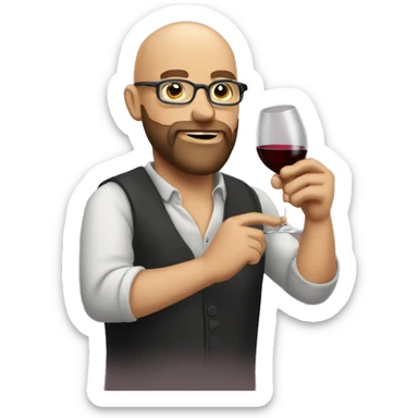 Bald man with glasses and beard drinking wine  sticker