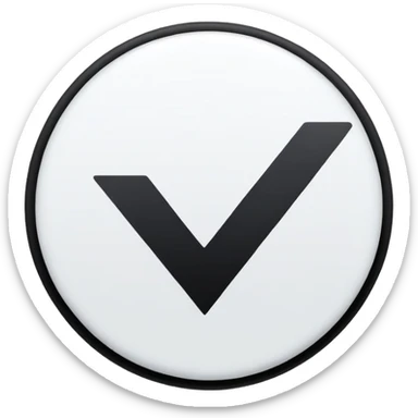 A black circle with a white checkmark inside it, like a verified badge.” sticker