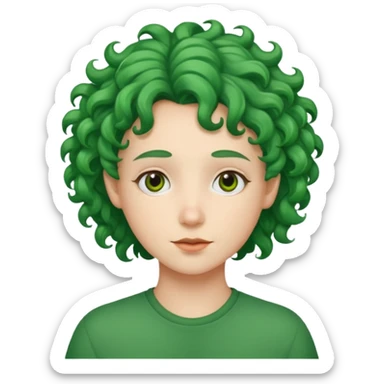 venice tourist green curly hair sticker