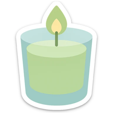 pale green candle in a glass cup sticker