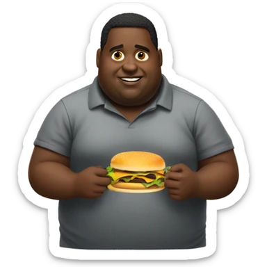 fat black guy eating cheese burger  sticker