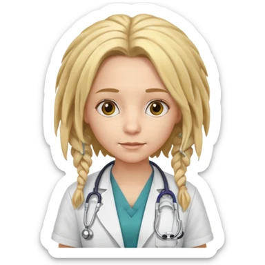 blonde girl doctor with dreadlock sticker