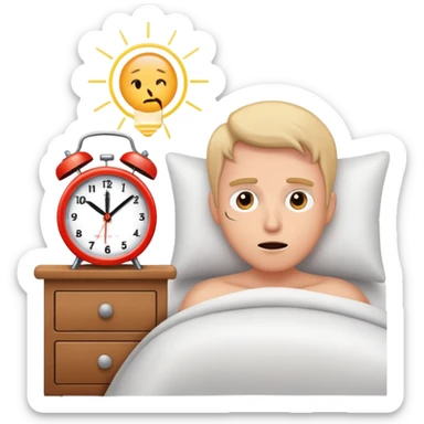 character waking up with alarm clock ringing sticker