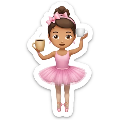 Ballet dancer performing with a coffee mug head sticker
