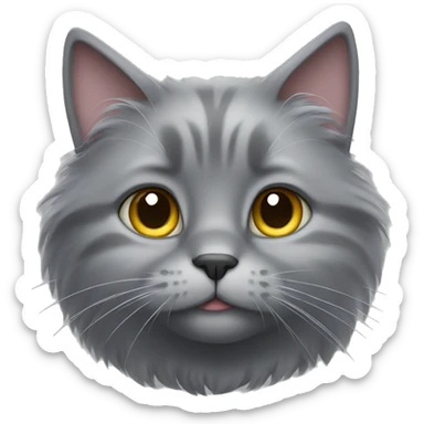 Fluffy grey cat sticker