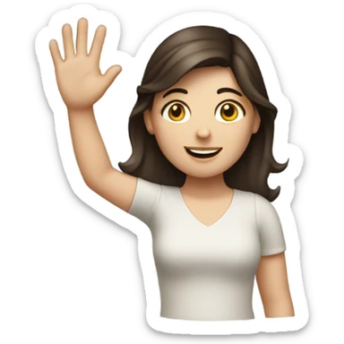Brunette white girl waving sticker