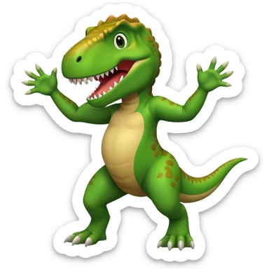 T. rex cartoon dancing short arms happy sticker