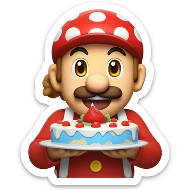 Mario qui mange un gateau sticker