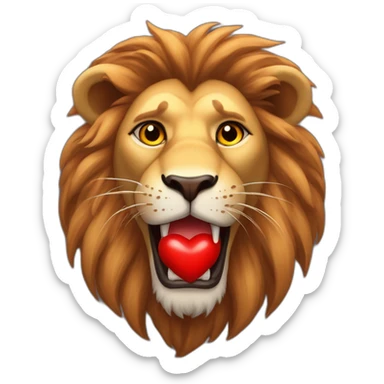 Lion face with huge red hearts in his eyes, he looks so much in love sticker