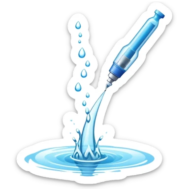 a needle ejecting a spurt of water sticker