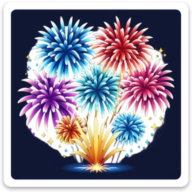 Several realistic Fireworks  sticker