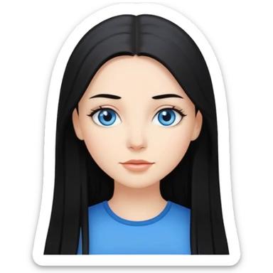 Chica bonita blanca de cabello largo liso y negro  sticker