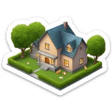 a house with two cats on the lawn sticker