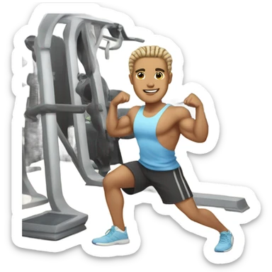 light skin male with braided hair working out in the gym sticker