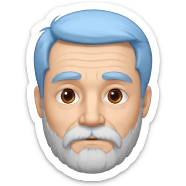 An elderly man with light-blue hair and beard, thick eyebrows, brown eyes, and a calm expression.b sticker