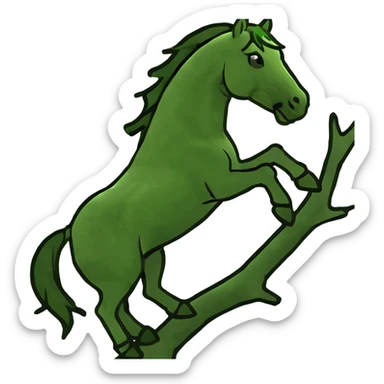 A tree that has a horse climbing on it sticker