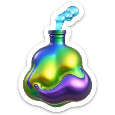 3D render of Oil Slick, toxic waste aesthetic, bubbling liquid, industrial warning texture. sticker