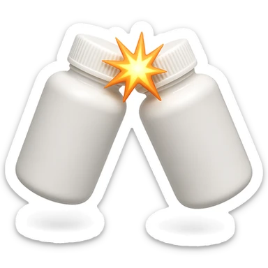 EMOJI STILE IPHONE DI DUE BOCCETTE DI INTEGRATORI BIANCHE CHE SI SCONTRANO A VICENDA FINO AD ELIMINARSI, IPERREALISTICA 4K sticker