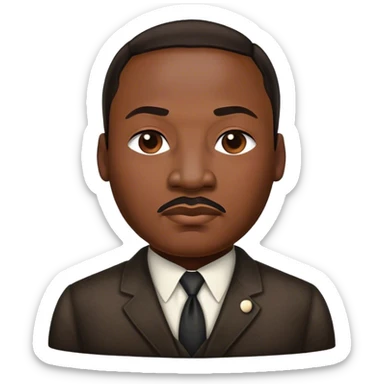 Cinematic Realistic Martin Luther King Jr. Portrait Emoji, depicted as a compassionate determined civil rights leader in period attire with a powerful gaze, rendered with rich textures and inspiring dynamic lighting that captures his historic legacy. sticker
