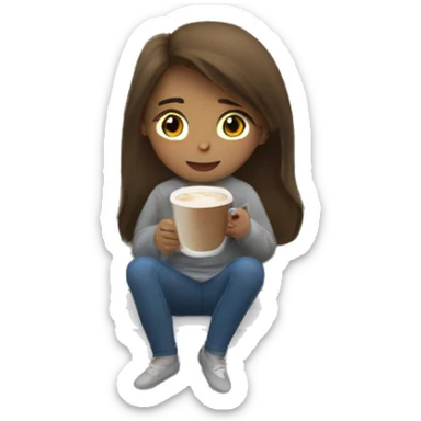 girl sitting in the window drinking coffe  sticker