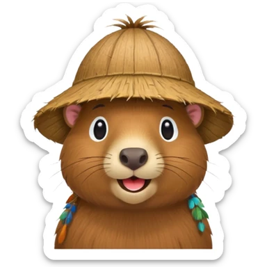capybara with coconut hat sticker
