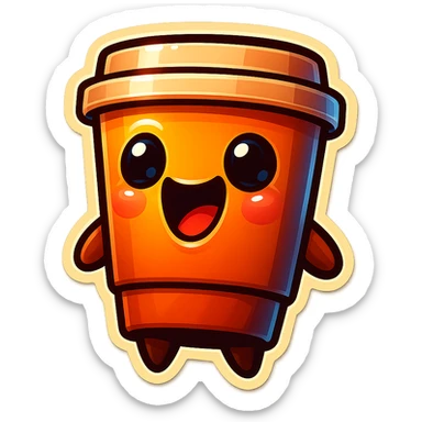 Tall coffee cup, laughing dramatically at self sticker