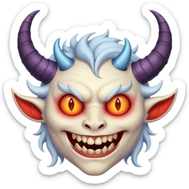 a sleep demon, with horns and a sinister grin sticker