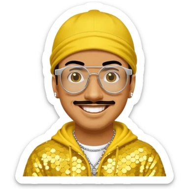 Ali G with yellow sequin outfit sticker