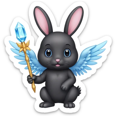 Black bunny with wings and with cristal wand  sticker