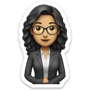 Female teacher with black long hair and professional  sticker