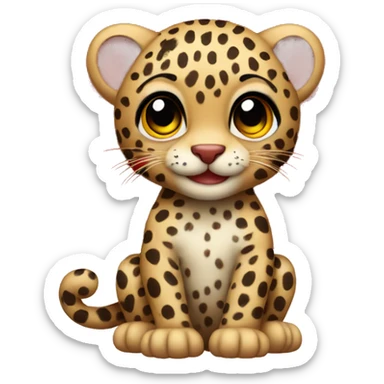 Baby leopard holding a red heart  sticker