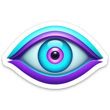 futuristic minimalistic glowing eye symbol, purple and cyan gradient glow, representing vision and future, dark background, 1:1 aspect ratio, no face sticker