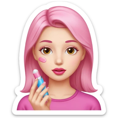 A gorgeous women applying lipbalm  sticker