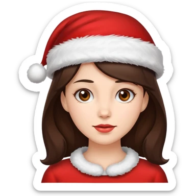 brunette woman with wearing Santa sticker