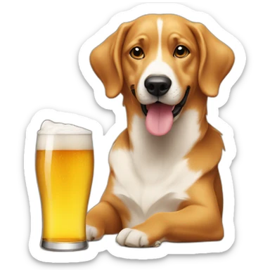 Dogs drink beer in a party sticker