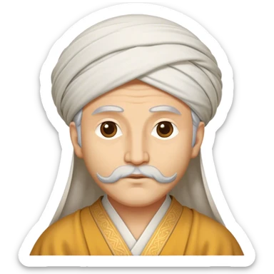 Cinematic Realistic Rumi Portrait Emoji, depicted as a mystical poet with soulful eyes and flowing traditional robes, rendered with delicate textures and ethereal soft lighting that captures his transcendent spiritual wisdom. sticker