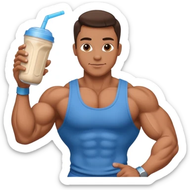bodybuilder holding protein shake sticker