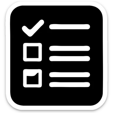 form with boxes and checkmarks, clean, modern, solid filled icon style, no color sticker