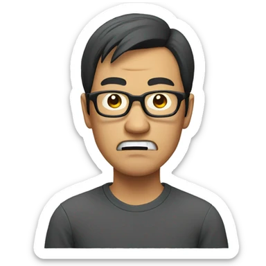 Angry Asian man with glasses sticker