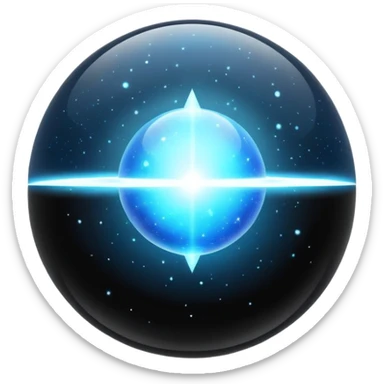 magical onyx orb floating with a silver-blue aura, cosmic particles around it sticker
