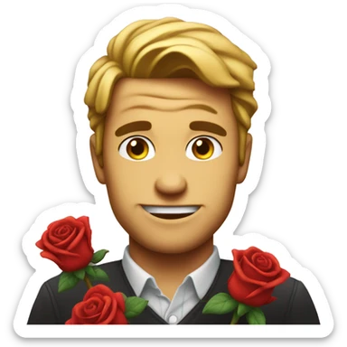 smirk man bittin a rose charming face sticker