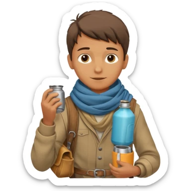 Boy + scarf + canteen,Desert Nomads. sticker