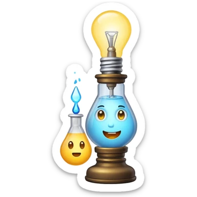 alchemist character lightbulb replaced by glowing vial sticker